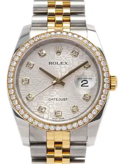 ROLEX DATEJUST 10P & BEZEL DIAMOND 116243G RANDOM MEN AUTOMATIC #T015
