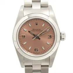 ROLEX OYSTER PERPETUAL 24 76080 SS SS AT PINK-FACE 2 EXTRA LINKS