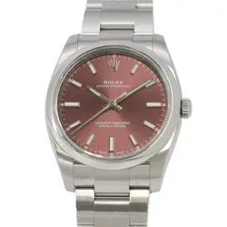 ROLEX OYSTER PERPETUAL 34MM STAINLESS STEEL RED GRAPE DIAL 114200