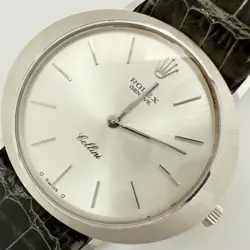 ROLEX CELLINI 3758/9 MANUAL SILVER DIAL WHITE GOLD LEATHER MEN'S WATCH