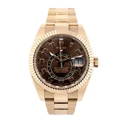 ROLEX 326935 SKY-DWELLER 18K ROSE GOLD CHOCOLATE DIAL WATCH
