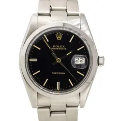 ROLEX 6694 OYSTER DATE STAINLESS STEEL BLACK DIAL 34MM WATCH