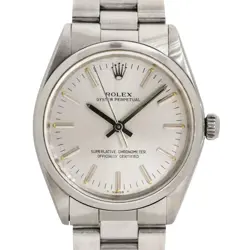 ROLEX 1002 OYSTER PERPETUAL STAINLESS STEEL 34MM SILVER DIAL WATCH