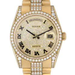 ROLEX 118388 DAY-DATE 18K YELLOW GOLD FACTORY DIAMOND DIAL WATCH