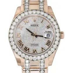 ROLEX 86285 DATEJUST 18K ROSE GOLD MASTER PIECE ALL FACTORY DIAMOND WATCH