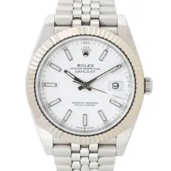 ROLEX 126334 DATEJUST STAINLESS STEEL 41MM WHITE PLAIN DIAL WATCH