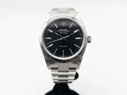 $13,000 ROLEX AIRKING NO HOLES 34MM BLACK DIAL SS MENS DRESS WATCH SERVICED