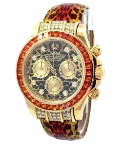 ROLEX 2011 DAYTONA - 116598SACO LEOPARD DIAL AND BAND WATCH W/ BOX AND PAPERS