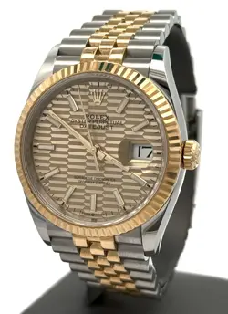 PRE-OWNED ROLEX DATEJUST 36 DIAL  - 126233 - 36MM - GOLD FLUTED BEZEL, S16282