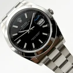 ROLEX DATEJUST 41 BLACK DIAL 126300 OYSTER BRACELET SMOOTH BEZEL W/ BOX & PAPERS