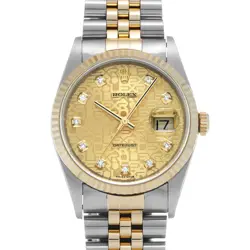ROLEX DATEJUST 16233G CHAMPAGNE COMPUTER/DIAMOND WATCH 683763