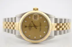 ROLEX DATEJUST 31MM 18K YELLOW GOLD & STEEL FACTORY DIAMOND DIAL 68273