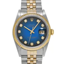 ROLEX DATEJUST 16233G BLUE GRADIENT/DIAMOND WATCH 682813