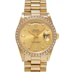 ROLEX DAY-DATE 18348A CHAMPAGNE/DIAMOND WATCH 684268