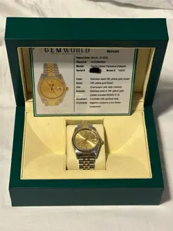 ROLEX OYSTER PERPETUAL DATEJUST W/ CHAMPAGNE DIAL AND 18K GOLD JUBILEE BRACELET