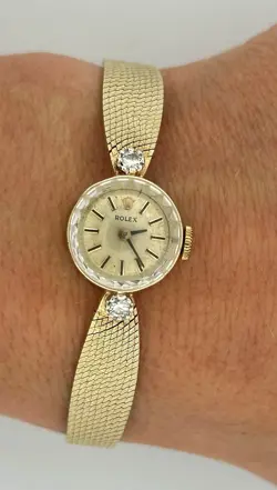 ROLEX 3523 VINTAGE YELLOW GOLD DIAMOND LADIES CLASSIC WATCH RARE MODEL 15MM