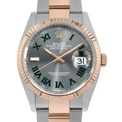 ROLEX DATEJUST 36 126231 SLATE (GREY) GREEN ROMA 3-ROW OYSTER BRACELET RANDO...