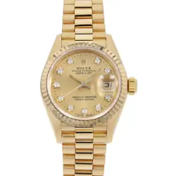 ROLEX DATEJUST 10P DIAMOND 69178G CHAMPAGNE GOLD N NUMBER SECOND HAND WOMEN