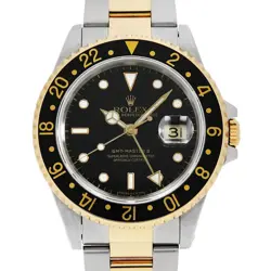 ROLEX GMT MASTER II 16713 BLACK ALL TRITIUM SINGLE BUCKLE 3 ROW OYSTER BRACE...