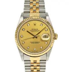 ROLEX 16233G DATEJUST GOLD 10P DIAMOND #KN208