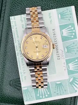Super Gorgeous 16233 Rolex Datejust Diamond Dial Complete Full Set Box & Papers