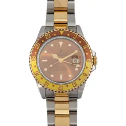 ROLEX 16713 GMT-MASTER II ROOTBEER TIGER EYE 40MM 1993 BOX & COA