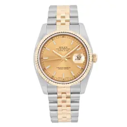 ROLEX DATEJUST 18K YELLOW GOLD STEEL CHAMPAGNE DIAL AUTOMATIC MEN WATCH 116233