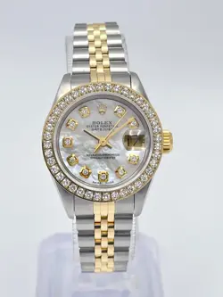 ROLEX DATEJUST 26MM 69173 MOP DIAMOND DIAL DIAMOND BEZEL TWO TONE JUBILEE