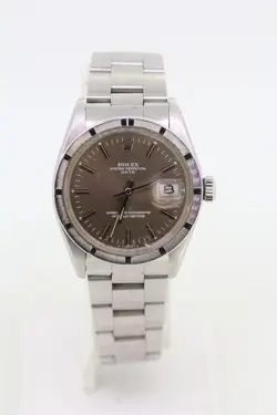 1973 ROLEX 1501 OYSTER PERPETUAL DATE STAINLESS STEEL BROWN DIAL WRISTWATCH