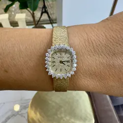 VINTAGE ROLEX 19MM R8286 14K YELLOW GOLD DIAMOND BEZEL MANUAL WINDING WATCH