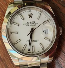 ROLEX DATEJUST 41 WATCH 126300 WHITE DIAL STEEL CASE AUTOMATIC LUXURY