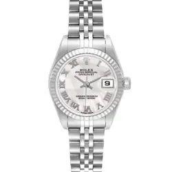 ROLEX DATEJUST STEEL WHITE GOLD MOP ROMAN DIAL LADIES WATCH 79174