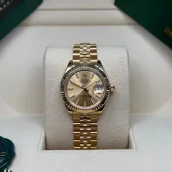 ROLEX LADY-DATEJUST CHAMPAGNE INDEX YELLOW GOLD FLUTED BEZEL JUBILEE BRACELET