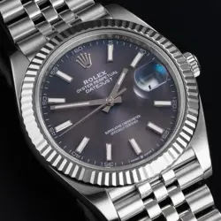 RARE PURPLE ROLEX DATEJUST 126334 SILVER JUBILEE BRACELET WITH SILVER BEZEL