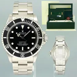 PAPERS 2010 MINT ROLEX SUBMARINER NO-DATE 4 LINE DIAL 14060M STEEL BLACK WATCH
