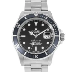 ROLEX SUBMARINER DATE 16610 40MM BLACK VINTAGE PATINA STEEL MENS WATCH 1991
