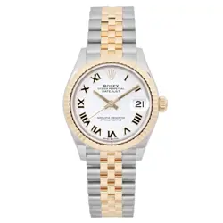 ROLEX DATEJUST 31MM 18K YELLOW GOLD STEEL WHITE DIAL LADIES JUBILEE WATCH 278273