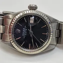 Rolex Ladies Date 26 mm Black Dial Oyster Automatic Watch 6917 Circa 1971