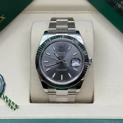 ROLEX DATEJUST 41 NEW 2025 SLATE INDEX STAINLESS STEEL FLUTED OYSTER BRACELET