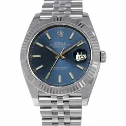 ROLEX DATEJUST 41 41MM STAINLESS STEEL 18K WHITE GOLD BRIGHT BLUE DIAL 126334