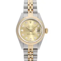 ROLEX DATEJUST 10P DIAMOND 79163G CHAMPAGNE GOLD 5 ROW JUBILEE BRACELET P NU...