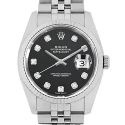 ROLEX DATEJUST 10P DIAMOND 116234G BLACK D NUMBER SECOND HAND MENS