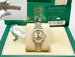 ROLEX LADIES DATEJUST 279173 CHAMPAGNE ROMAN DIAL 18K GOLD STEEL BOX PAPER 28MM