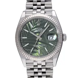 ROLEX DATEJUST 36 126234 OLIVE GREEN PALM MOTIF WATCH 684452