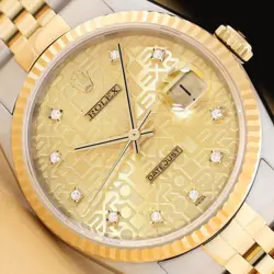 ROLEX MENS DATEJUST 16233 FACTORY JUBILEE DIAMOND 18K GOLD STEEL 2-TONE WATCH