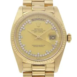 ROLEX 18038LB CAL.3055 DAY DATE WATCHES GOLDDIAL K18 YELLOW GOLD MECHANICA...