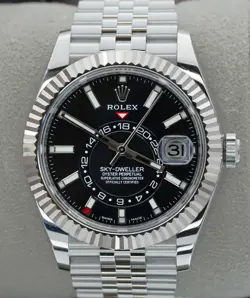 2022 ROLEX SKY-DWELLER BLACK DIAL JUBILEE STAINLESS STEEL 326934 BOXES/PAPERS!