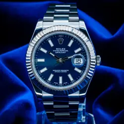 ROLEX DATEJUST II 41MM 116334 BLUE DIAL FLUTED BEZEL FULL SET WITH BOX PAPERS