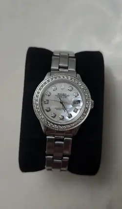 ROLEX OYSTER DATEJUST LADIES 26MM STEEL PEARL DIAL WITH DIAMONDS