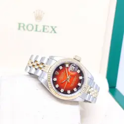 Rolex 26mm 18K Half Yellow Gold Red Degrade Diamonds Datejust REF: 69173 (R)